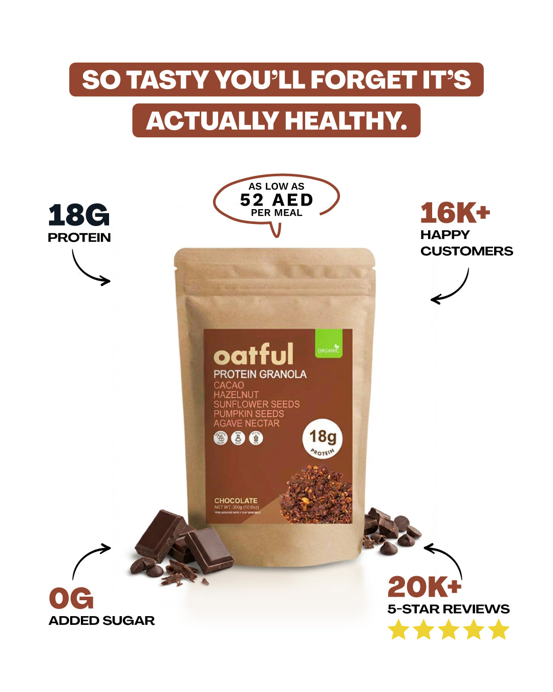 Organic Chocolate Protein Granola Bag