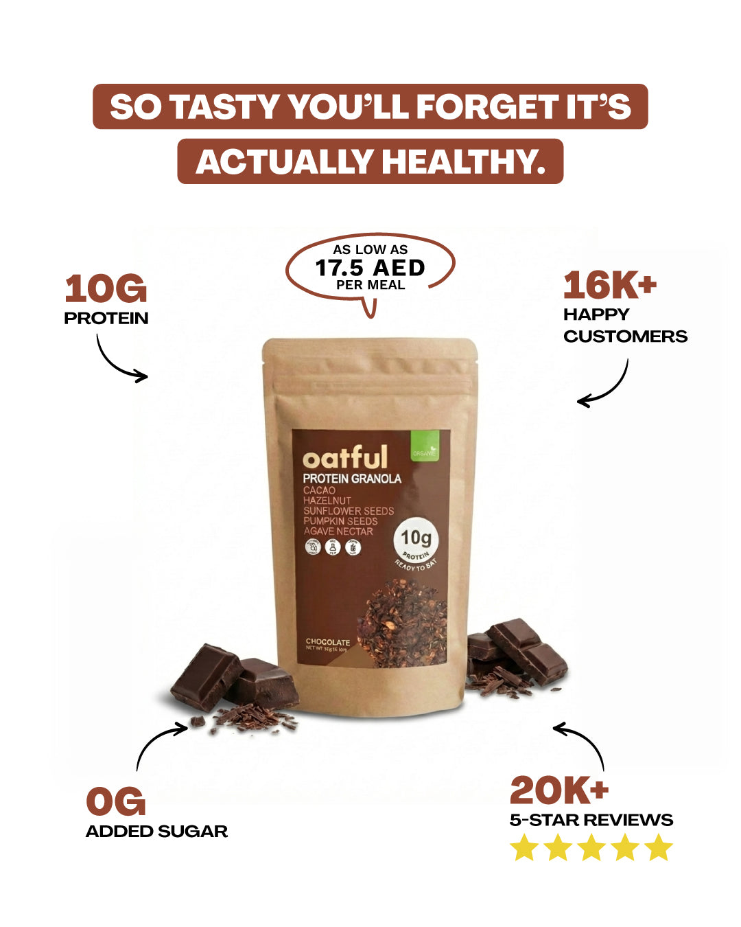 Organic Chocolate Protein Granola 6-Single Serve Pouches