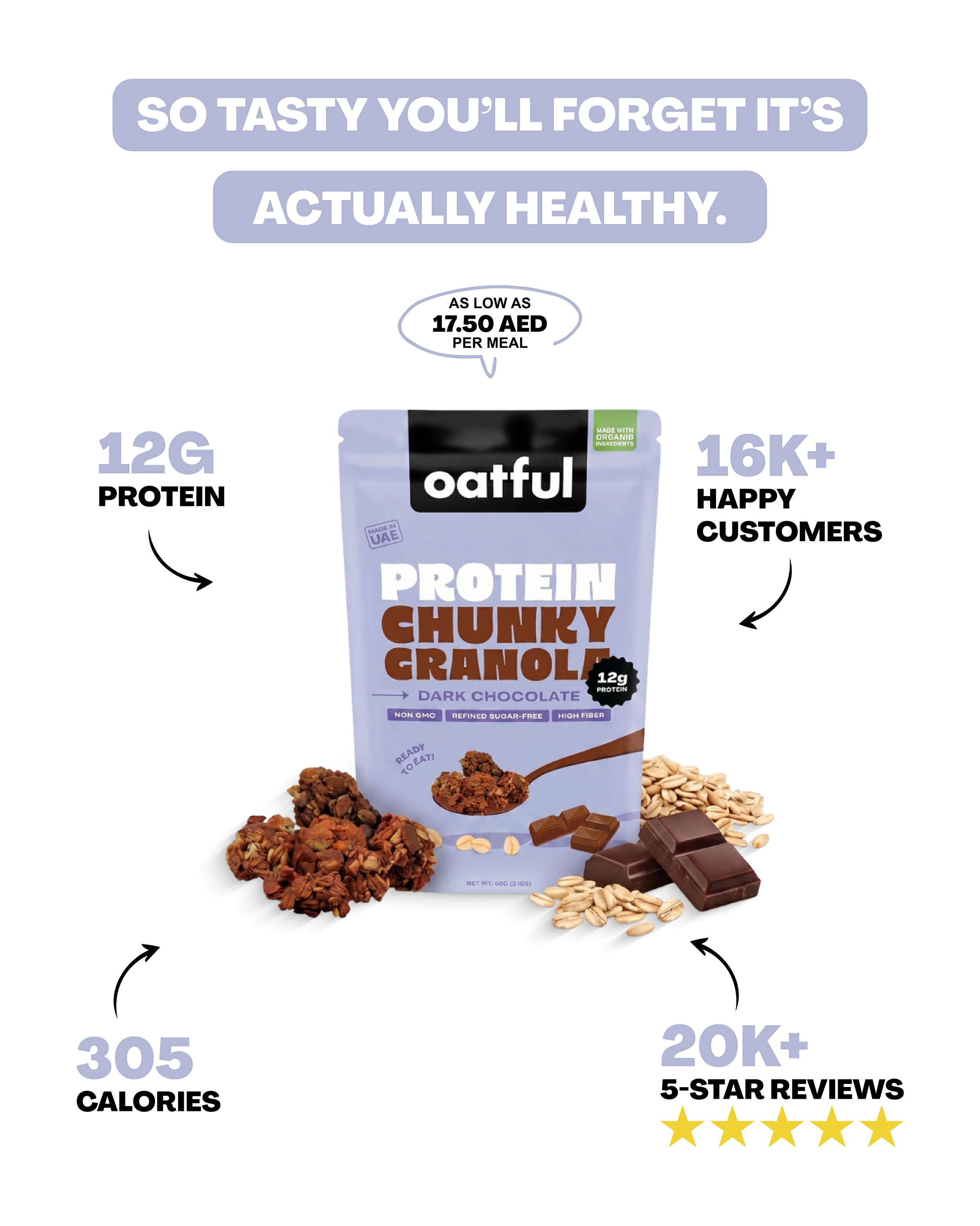 Organic Chocolate Protein Granola 6-Single Serve Pouches